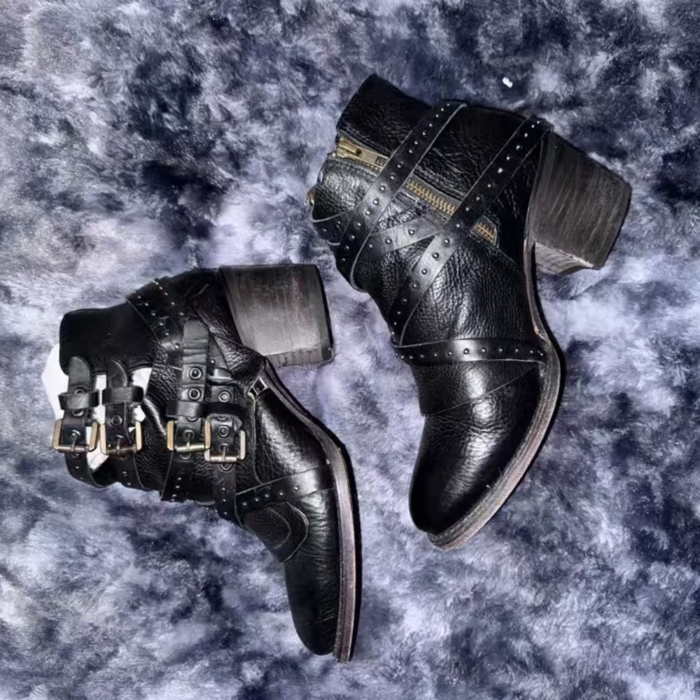 Freebird by Steven Black Buckle Ankle Boots